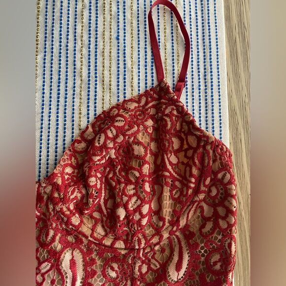 For Love And Lemons Vika Mini Dress Size M Lace Red rods on top - Picture 10 of 17